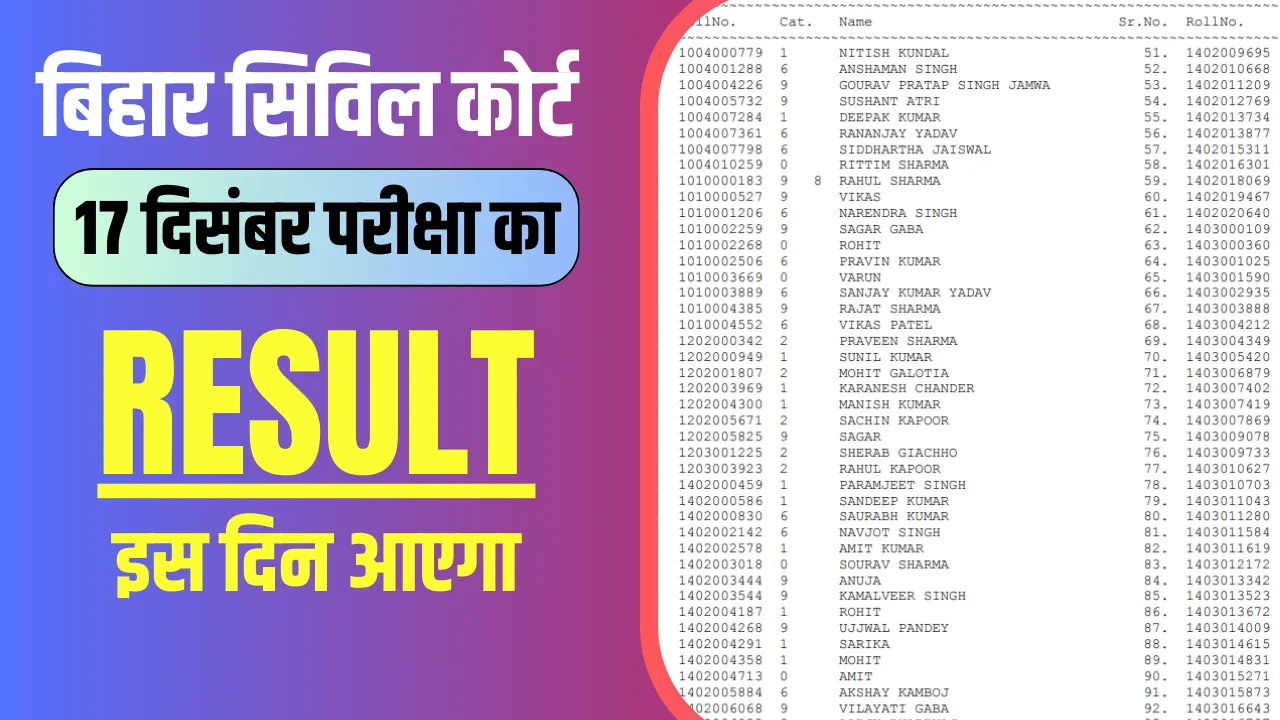 Bihar Civil Court Result 2024 Bihar Civil Court Stenographer Result