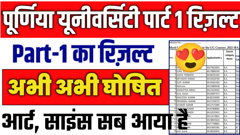 purnea university part 1 result 2022