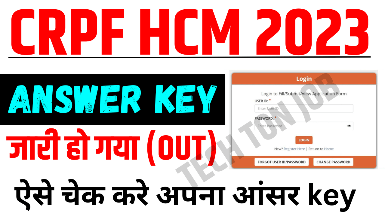 Crpf Hcm Answer Key 2023 