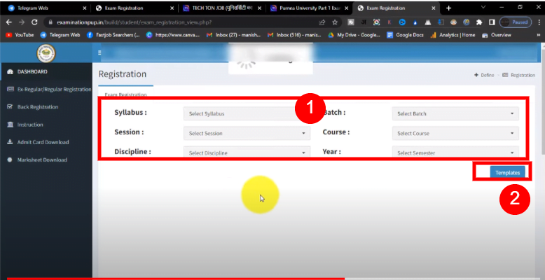 Purnea University Part 2 Form Fill up 2023