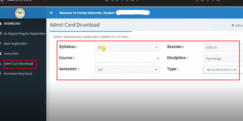 purnea university part 3 admit card download 2023