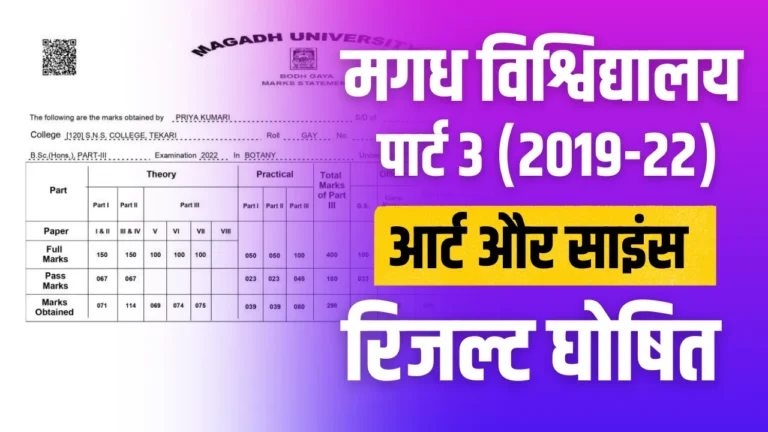 Magadh University Part 3 Result 2019-22