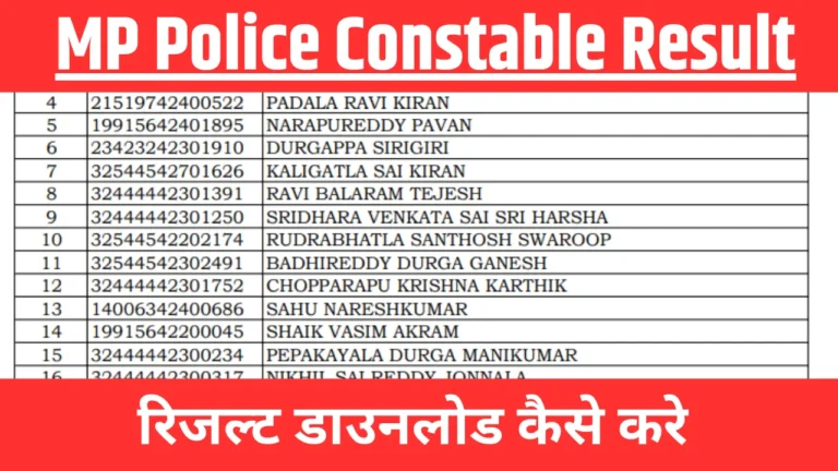 MP Police Constable Result 2023