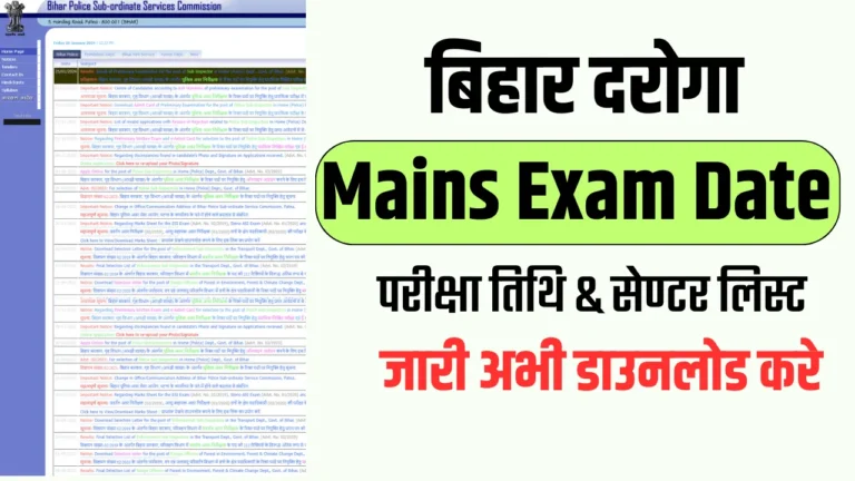 Bihar SI Mains Exam Date 2024