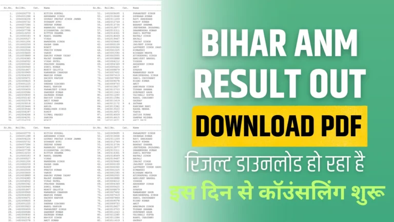 BTSC ANM Result 2024 PDF