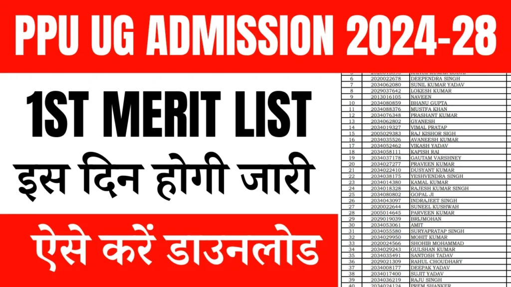 PPU UG 1st Merit List 2024-28 Download Link