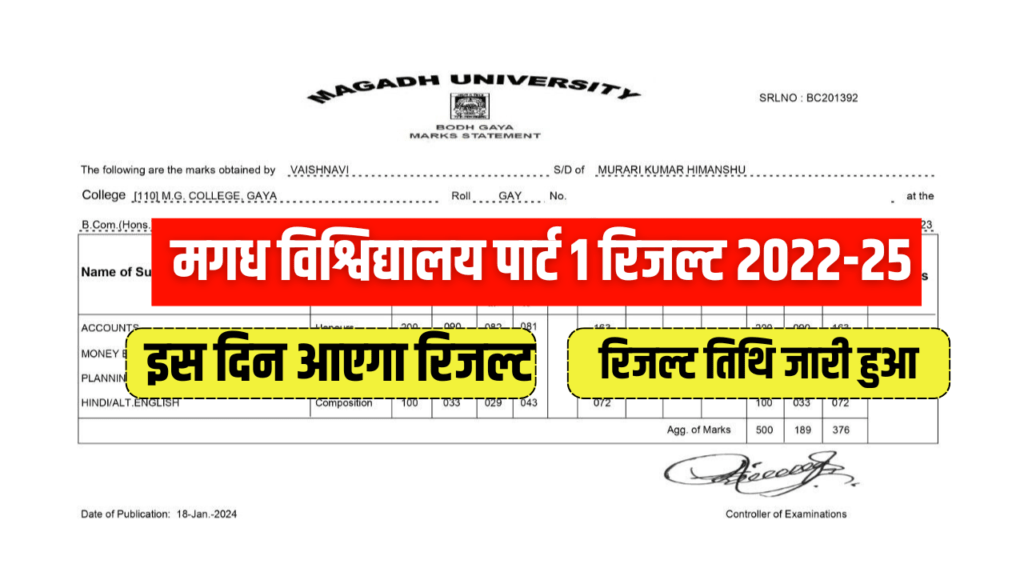 Magadh University Part 1 Result 2022-25